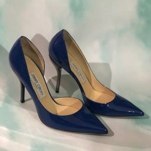 SOLD Jimmy Choo Blue Patent Leather D’Orsay Pumps
